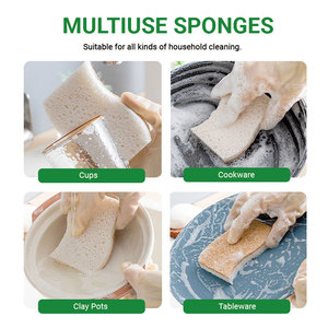 Spugna Ecologica in Cellulosa Biodegradabile Naturale <span class=keywords><strong>per</strong></span> Pulizia Cucina e Lavaggio <span class=keywords><strong>Piatti</strong></span> - Product Image 4