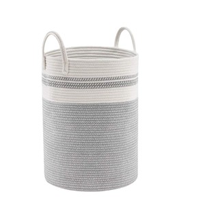 Cotton Rope Woven Basket Round Storage Laundry Organizer <b>Handmade</b> For <b>Clothes</b> Bedroom Use - Product Image 4