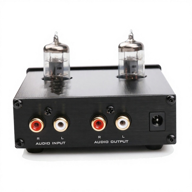Chipskey #53187 GE5654 Mini Tube Preamp Amplifier HIFI Treble Bass Adjustment DC12V Power Plug