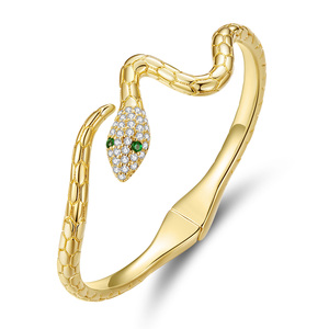 Snake Cuff Bracelet Alloy Gold Silver Black <b>Crystal</b> Rhinestone <b>Animal</b> Design Unisex Classic Fashion Jewelry Gift - Product Image 3