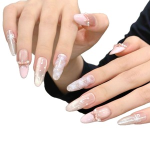 Autocollants pour <span class=keywords><strong>faux</strong></span> <span class=keywords><strong>ongles</strong></span> français, motif cœur de fille en armure, ballet papillon, œil de chat, cuir à carreaux poudré - Product Image 6