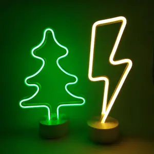 Enseigne au Néon De Noël arbre licorne palmier En Forme avec Lampe Verte USB ou Batterie Alimenté Décoration pour Mariage Fête Enfants chambre