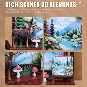 OCHOICE ชุดประกอบฉากหนังสือธีมภูเขา ป่า กวาง พร้อมไฟ LED ของตกแต่งจิ๋ว DIY สำหรับผู้ใหญ่ ตัวต่อไม้ 3 มิติ  ขั้นต่ำในการสั่งซื้อ 1 ชุด - Product Image 4
