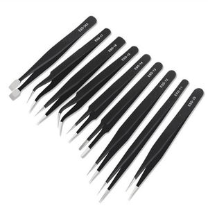 Set di 9 Pinzette Antistatiche in Acciaio Inox ESD, Strumenti di Precisione per Riparazioni Industriali, Elettronica e Saldatura - Product Image 1