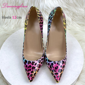 12cm Elegante Estampado de leopardo Mujer Bombas Sexy Tacones de aguja Sandalias en tamaño más grande <span class=keywords><strong>45</strong></span> Tacones altos Zapatos de novia - Product Image 5