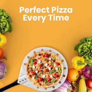 Pala para Pizza Perforada de Acero Inoxidable de 9 Pulgadas, Color Gris Claro, Certificada por LFGB, Mango de Aluminio, Personalizable, para Hornear Pizza - Product Image 4