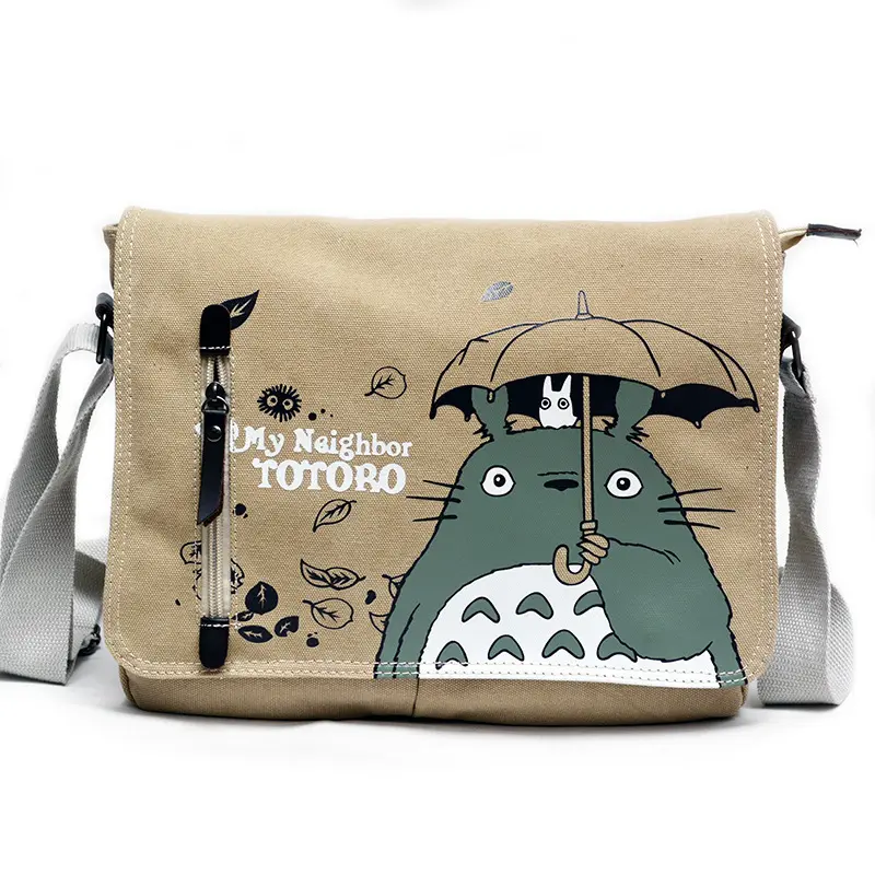 Anime Shoulder Bag Hayao Miyazaki Totoro Satchel Bag New Cotton Canvas School Bag Anime