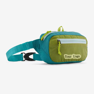 Riñonera de poliéster Colorblock transpirable diseño compacto cremallera impermeable correa reflectante para ciclismo Tour senderismo playa - Product Image 1