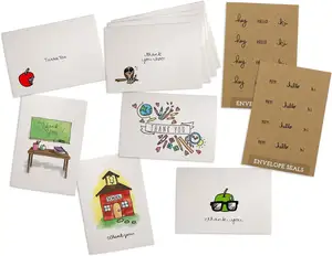 Спасибо, открытки, набор разных учительских записок с конвертами, крафт-наклейки для учителей