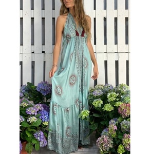 knee length dresses for ladies Medium Wash Denim Krishna One Shoulder Maxi Dress