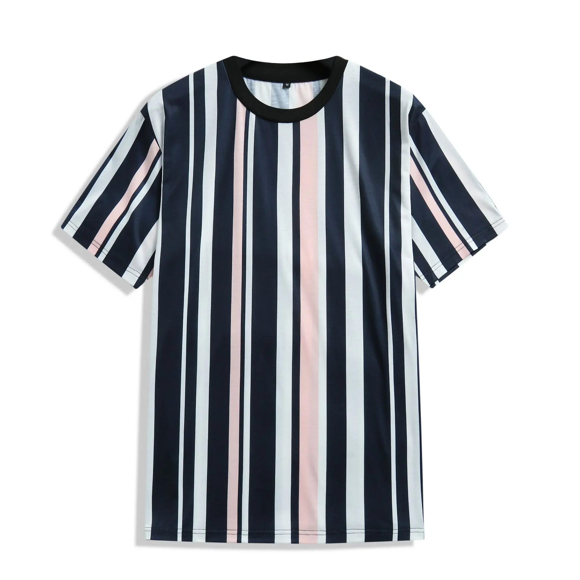 Custom Striped Print Logo T-Shirt Designs 100% Cotton high quality Vertical Stripe Men Youth New Style Mens t-shirt