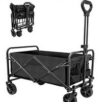 Chariot pliable en métal avec hauteur de poignée réglable, roues robustes, chariot utilitaire pliable pour les activités de plein air