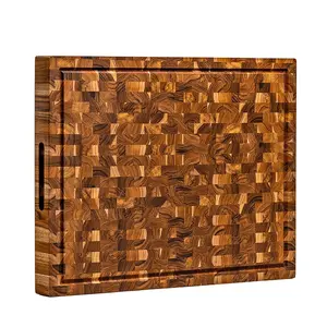 Wholesale Price Teak Wood End Grain Chopping Bock Acacia Kitchen Cutting Board Wooden Chopping Board Set Charcuterie Board