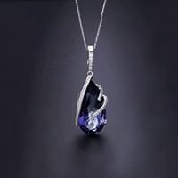 Diseñador permanente estilos de moda internacional clásico Gran Azul Lolita mística cuarzo piedra preciosa 925 anillo de plata pendiente collar