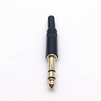 6.35mm TRS double prise noire 2 pôles stéréo 1/4 pouces prise mâle connecteur à souder métal plaqué or guitare Microphone prise mélangeur