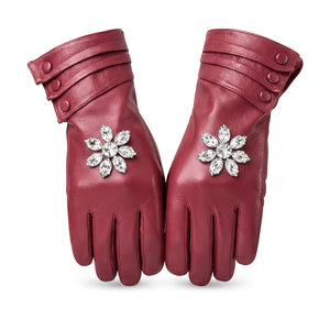 Gants longs en cuir souple de qualité supérieure, thermiques, compatibles écran tactile, pour femme, hiver, cyclisme, pêche, doublure en soie, chauds, pour la conduite quotidienne - Product Image 1