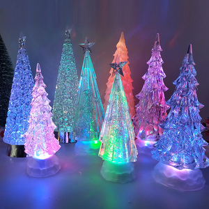 Pha lê LED nước xoáy Xmas Cây Tuyết Quả cầu Đèn Lồng Màu sắc thay đổi thắp sáng Acrylic long lanh LED giáng sinh cây đèn lồng - Product Image 5
