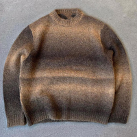 Pull en mohair pour homme avec logo personnalisé, col rond, tricot rayé, pull décontracté à manches longues, pull en mohair tricoté pour l'hiver