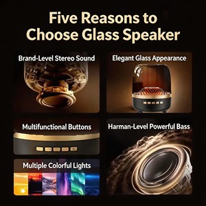 Portable RGB Glow Glass <b>Bluetooth</b> <b>Speaker</b> 360° <b>Surround</b> <b>Sound</b> Wireless Desktop - Product Image 3