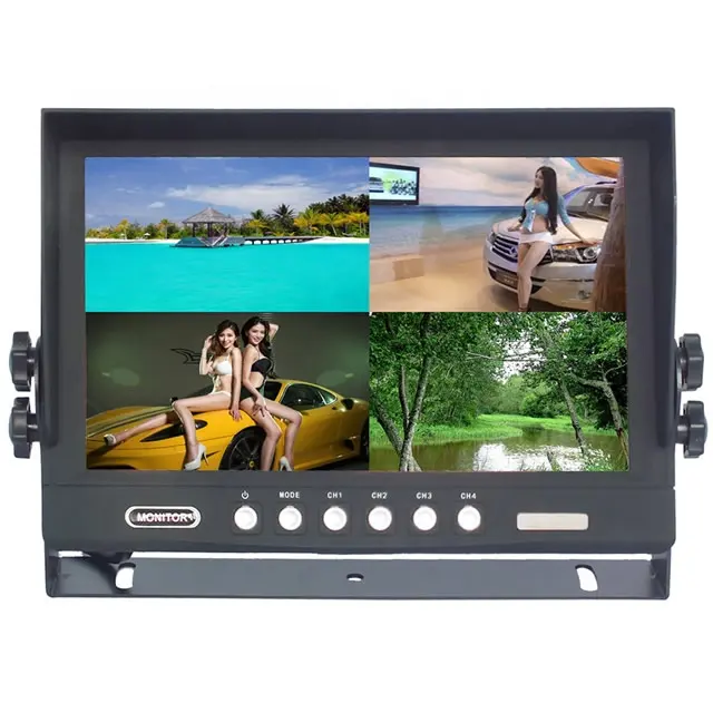 Quad monitor 9 inch TFT LCD Color Car Monitor 12V24V for reversing rear view display back on dash car Bus Truck Fleet Management