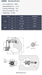 BRTIRPZ3013A 4軸ロボットパレタイザー工場包装用吸引カップグリッパー関節ロボット - Product Image 3
