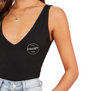 Débardeurs en soie personnalisés OEM Débardeur de sport pour femmes, col en V, en coton, confortable, couleur unie - Product Image 5