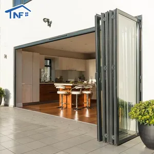 Factory firect supply reasonable price double tempered glass folding door