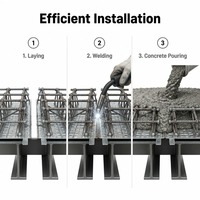 Plateforme de plancher en treillis d'acier architectural traditionnel, finition galvanisée haut de gamme, surface antidérapante, renforcement en béton