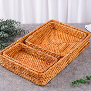 藤制工艺品，秋季藤制点心收纳篮，抽屉编织托盘，桌面水果盘 - Product Image 1