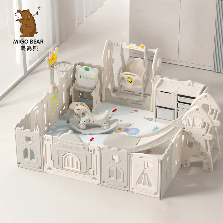 High Quality Eco-friendly Safety Adjustable Shape Portable Design Activity Center Play Yard Baby Playpen