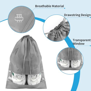 Sacs à chaussures pour voyage en tissu non tissé avec cordon pour hommes et femmes, grands organiseurs de rangement pour chaussures, pochette - Product Image 5