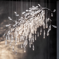 Lustre en cristal en forme de branche de fleurs de luxe, nouveau, pour villa de luxe, salon, salle à manger