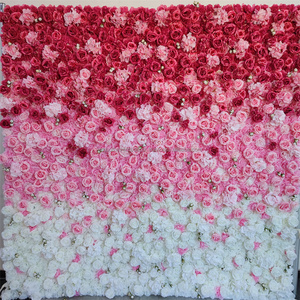 Mur de fleurs artificielles 5D rose et blanc dégradé, idéal pour événements, scènes et décorations de mariage - Nouveauté très prisée - Product Image 2