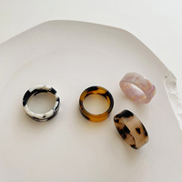 Collection de bagues en acrylique plat gros coquillage de tortue acétate résine anneaux empilables déclaration bijoux minimalistes cadeaux