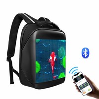 Mochila Moderna con Pantalla LED de Mensajes con Sensor de Luz, Bolsa para Portátil LED Portátil, Bolsa con Pantalla LED Digital de Mensajes en Movimiento