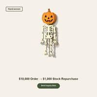 Décoration Suspendue Squelette en Bois, Jack O'Lantern Découpé au Laser pour Halloween, Cordelette en Jute Mobile, Vente en Gros OEM, Décoration Squelette d'Halloween