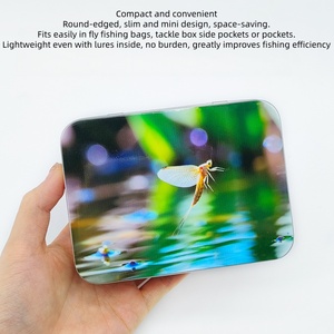 Caja de Pesca con Mosca Metálica de Bordes Redondeados, Diseño Compacto Mini de Doble Cara para Almacenamiento de Señuelos, Accesorio de Pesca con Mosca Ligero e Impermeable - Product Image 3