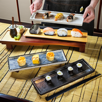 Assiette rectangulaire en céramique et porcelaine pour sushi, plat de service pour hot pot et barbecue, compatible micro-ondes, 33 cm, usage hôtelier et international