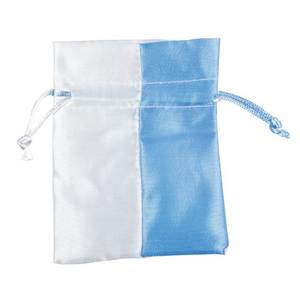 Bolsas Deportivas Pequeñas Blancas/Azul Claro con Cordón, Bolsas Promocionales Económicas - Product Image 1