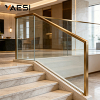 Rampe d'escalier en verre sans cadre en acier inoxydable pour appartement et villa, garde-corps en verre, main courante en verre