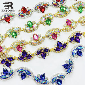 Aplique de cristal de diamantes de imitación dorado y plateado y dorado por yarda para cinturón de faja nupcial - Product Image 6