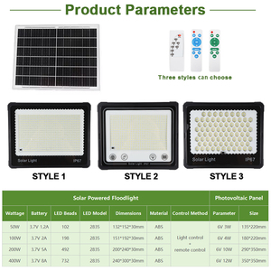 Projecteurs LED solaires d'extérieur 50W 100W 200W 400W pour parking en surface, stades sportifs et projets de jardinage - Product Image 4