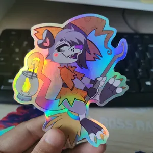 UV Resist Waterproof Shiny Silver Laser Hologram Sticker Label Custom Logo Die Cut Glitter Holographic Sticker Label