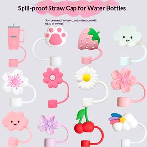 Venta al por mayor, muy vendido: Tapa de silicona para pajita Stanley Ice King Cup con forma de flor, tapón antipolvo de 10mm, para vasos de coche de 40 onzas - Product Image 2