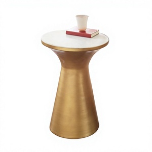 Modern Gold <b>Side</b> <b>Table</b> <b>Round</b> Accent <b>Table</b> with White Marble Top Elegant End <b>Table</b> for Living Room Bedroom Sofa Coffee Corner - Product Image 1