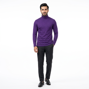 Pull-over d'hiver à col roulé rouge à manches longues pour hommes personnalisé Sweat-shirt tricoté à col roulé personnalisable du fabricant - Product Image 1