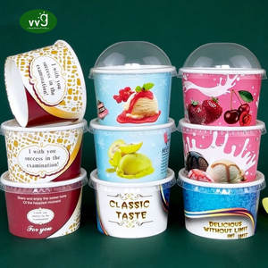 Vg थोक कस्टम डिजाइन लोगो जमे हुए दही कप व्यक्तिगत 130/200/300 मिलीलीटर 4 औंस डिस्पोजेबल पेपर आइसक्रीम कप ढक्कन के साथ - Product Image 1