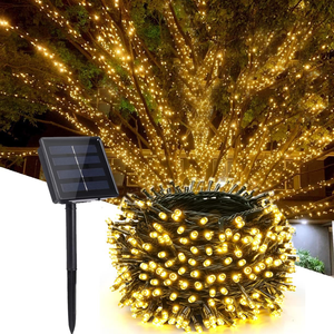 Guirnalda de <span class=keywords><strong>Luces</strong></span> LED Solares para Decoración de Jardín, Patio, <span class=keywords><strong>Navidad</strong></span> y Bodas, Luz Blanca Cálida, IP65 Impermeable, Encendido/Apagado Automático, 8 Modos - Product Image 1