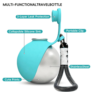 ZMaker 2026 <span class=keywords><strong>Bottiglia</strong></span> d'Acqua per Cani 2 in 1 in Acciaio Inox Portatile Pieghevole Regolabile con Ciotola in Silicone - Product Image 3