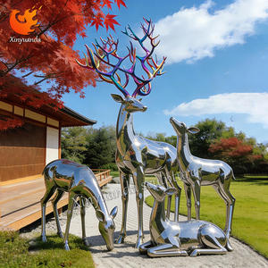 Sculpture de cerf en acier inoxydable de haute qualité pour l'extérieur, statue de renne en métal pour la décoration de jardin - Product Image 1